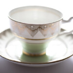 green and gold teacup