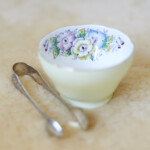 yellow sugar bowl with floral design